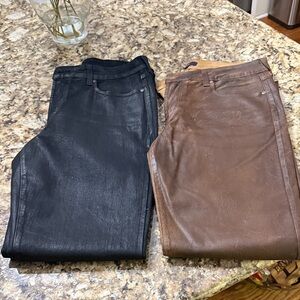 NYDJ Black and Brown Faux Leather Pants